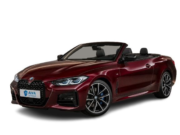 Red 2023 BMW 430 Convertible shown against a dark background